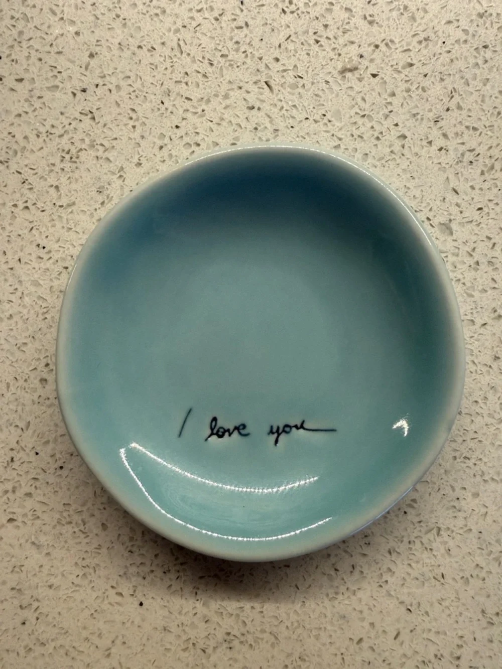 Handwritten 'I love you' Blue Ceramic Trinket Dish - Picture 1 of 5